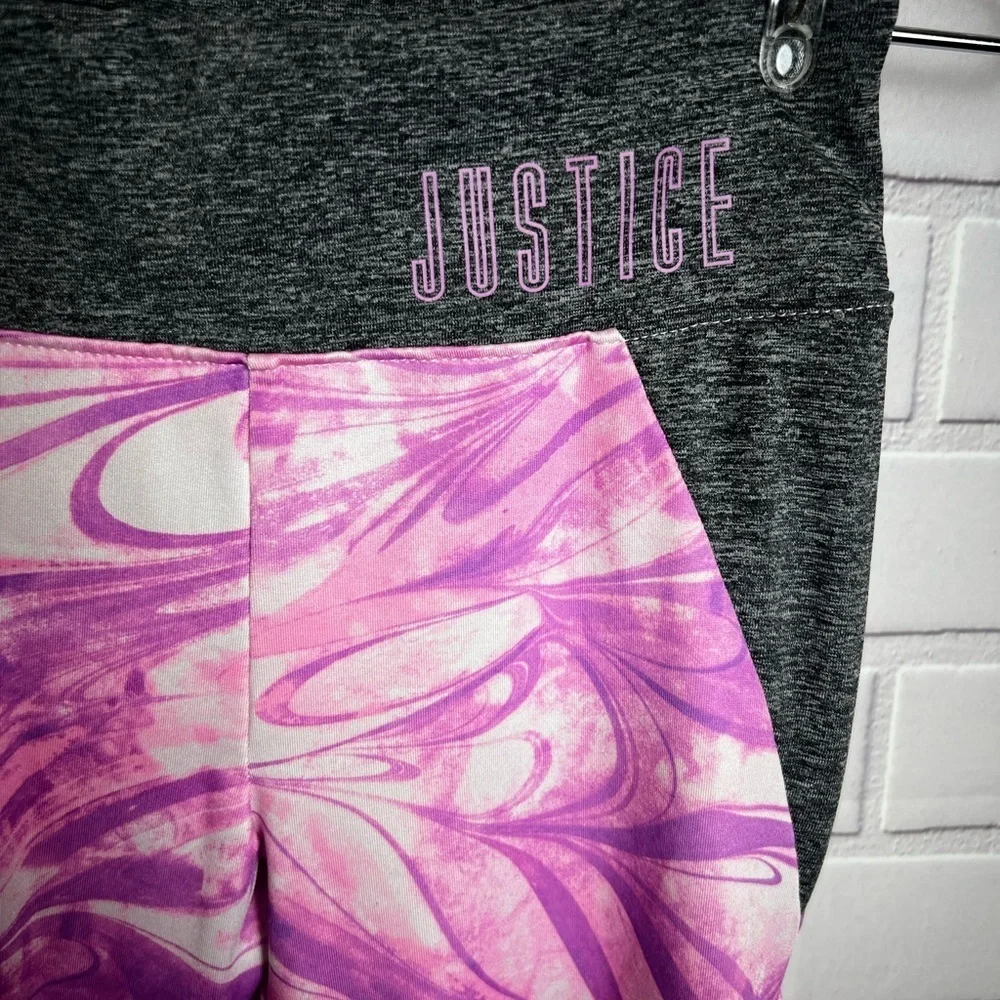 Justice Active Gray/Pink /Purple Swirl Leggings for girls/Size 10